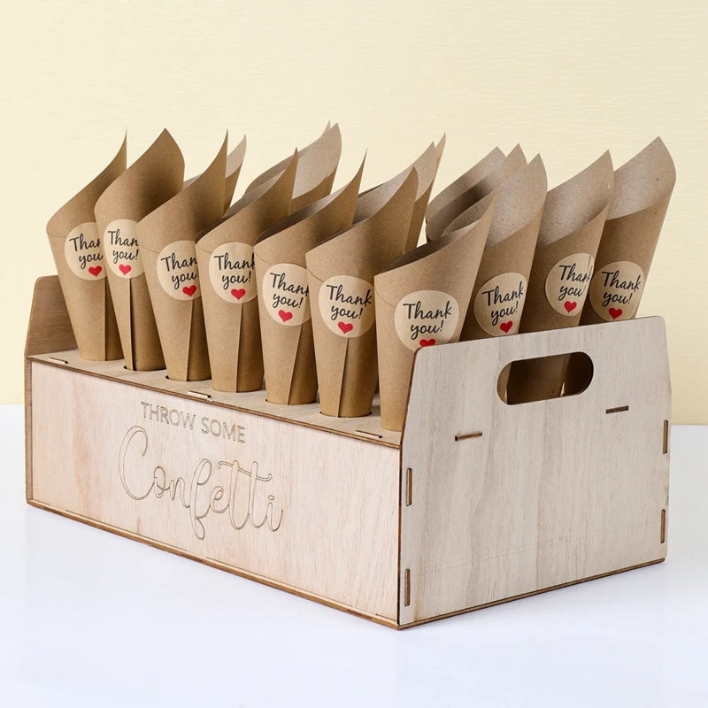 Kraft Paper Wedding Tray Confetti Cone Stand Box Tray Rustic Wedding Decoration Wedding Confetti Cones Wedding Cones  Set supply Good Vibrations