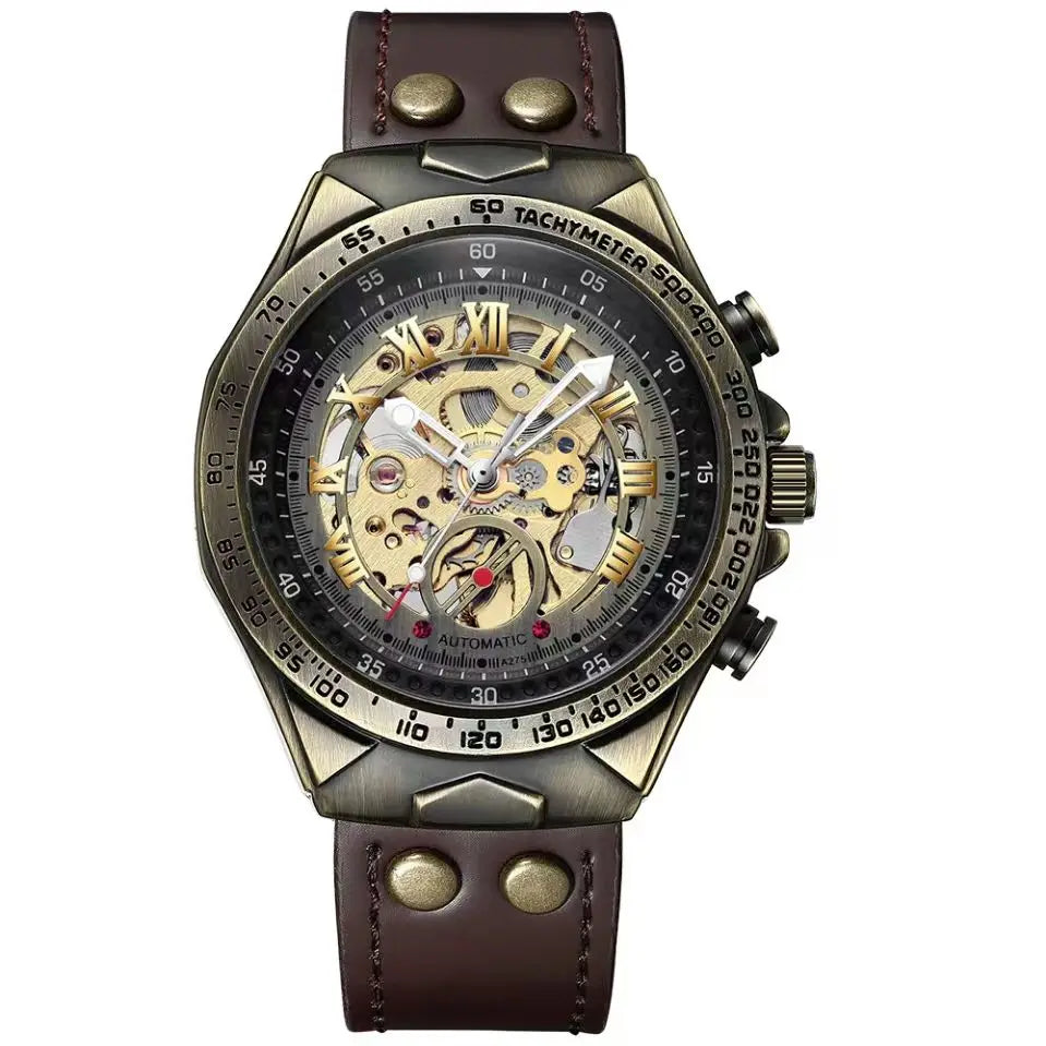 Wrist Watch For Men Waterproof Automatic Mechanical Watch Men's watch Retro montre homme with Genuine Leather relogio masculino Good Vibrations