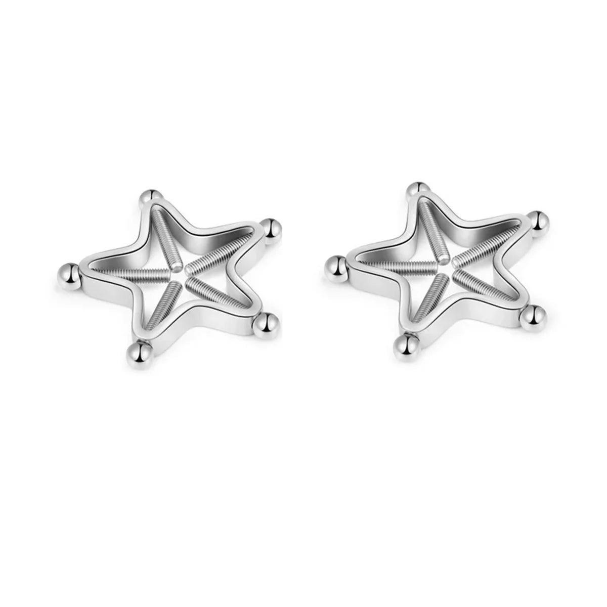 2Pcs 316L Stainless Steel Adjustable Nipple Rings for Women, Star Shaped Flower Shaped Clip On Nipple Ring Fake Piercing Jewelry Good Vibrations Adult Super Store