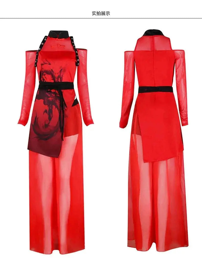 Jazz Costume Chinese Style Red Fashion Business Show Series Women Group Singing Costume GOOD Vibrations