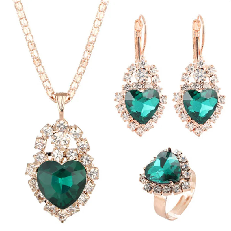 Jewelry Sets Women Wedding Jewelry Set for Brides Gold-Color Zirconia Earring Pendant Necklace Ring Sets Good Vibrations Adult Super Store