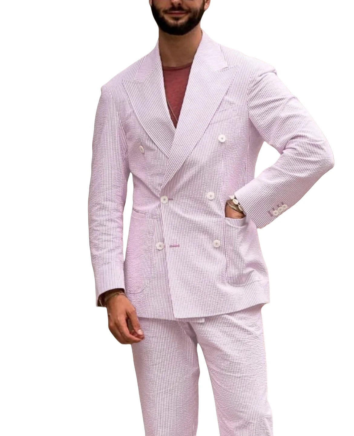 Men's Striped Suit Two Piece Suit Elegant Fashion Suit Business Casual Work Wear Party Dress Men's Commuter Wear Men's Clothing Good Vibrations