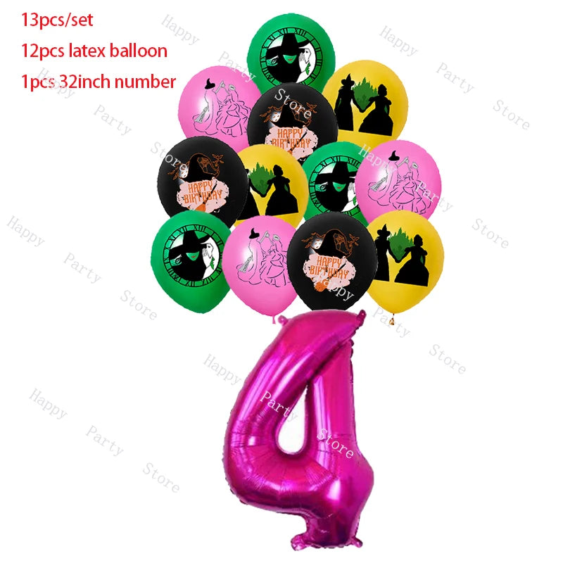 Wicked Birthday Party Decoration Magic Witch Balloon Backdrop Tableware Split Sales Wicked Birthday Party Supplies Good Vibrations