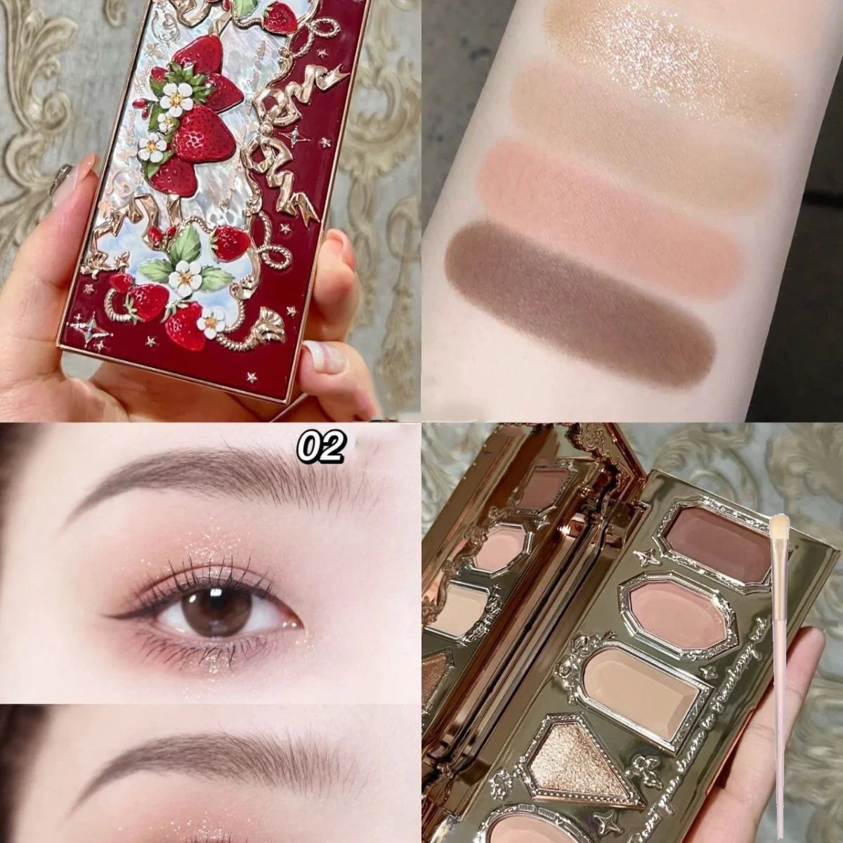 Flower Knows Violet Eye Shadow Strawberry Rococo Series Five-Color Eyeshadow Palette G01 Starmoon Strawberry 0.21OZ./6G Good Vibrations