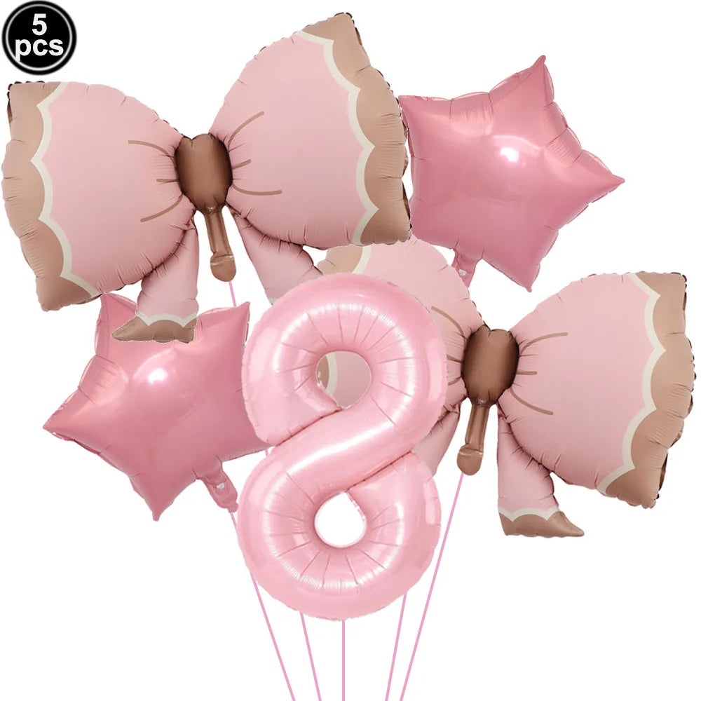 Pink Bow Birthday Party Supplies Disposable Bow Themed Tableware Set Engagement Wedding Girls Birthday Bachelorette Party Decor