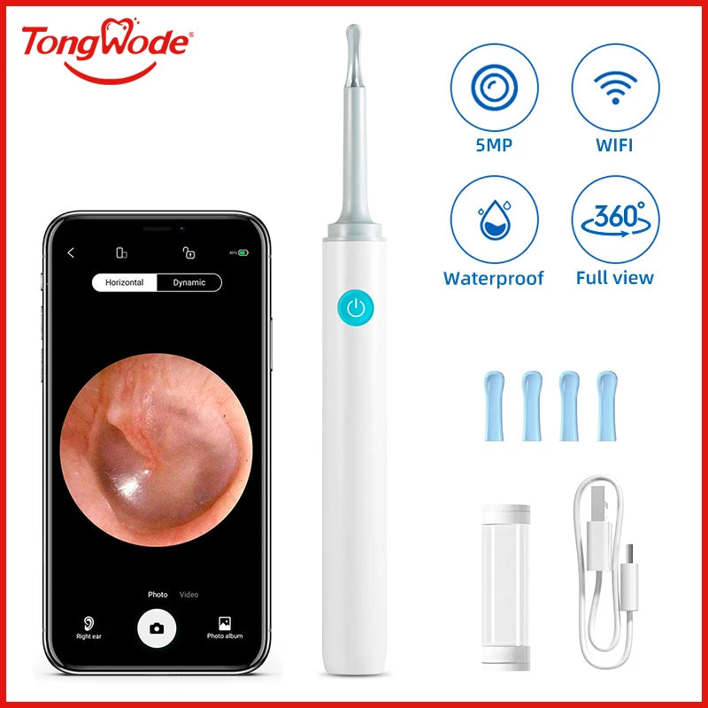 Wireless Visual Ear Endoscope Spoon Safe Silicone Earpick 5MP Camera Ear Wax Remover Luminous Otoscope 3.9mm Ear Cleaning Tools Good Vibrations