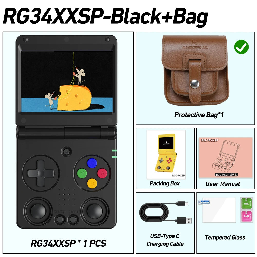 Anbernic RG34XXSP 3.4-Inch IPS Linux 64-bit Game Console H700 quad-core LPDDR4 2GB Retro Game Player HD-Connect To TV RG 34XXSP Good Vibrations
