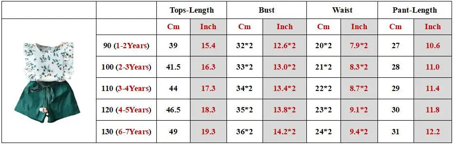 Girls Clothing Ruffle Sleeveless T-shirt+Skirt 2PCS Sets Baby Girls Clothes Chiffon Flower Print Toddler Outfits Children A402 Good Vibrations