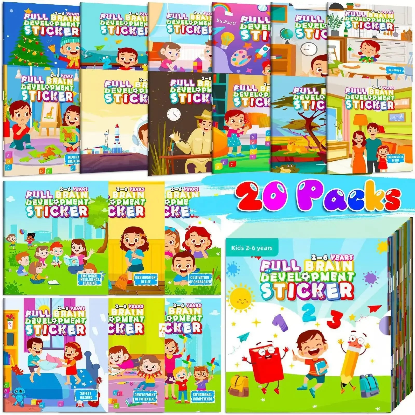 10/20 Volumes of New Sticker Book Focus Potential Development Stickers Children Enlightenment Baby Early Education Book Good Vibrations