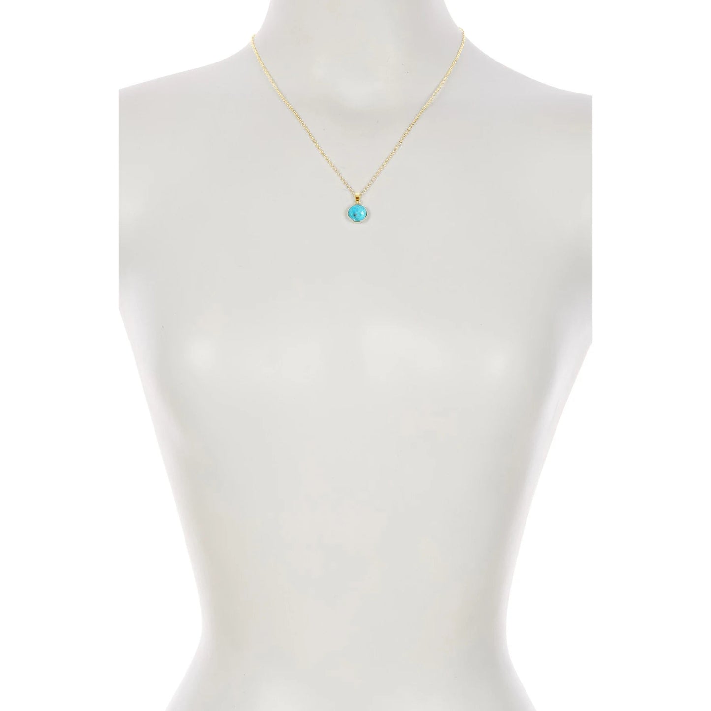 Natural Turquoise Gemstone Round Pendant Necklace Jewelry Good Vibrations