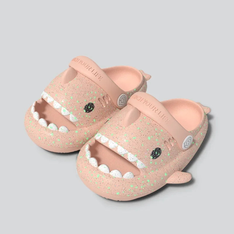 Kids' Shark Luminous Sandals Slip-On Waterproof Breathable Lightweight Non-Slip Casual Shoes for Boys and Girls Strap Slippers Good Vibrations
