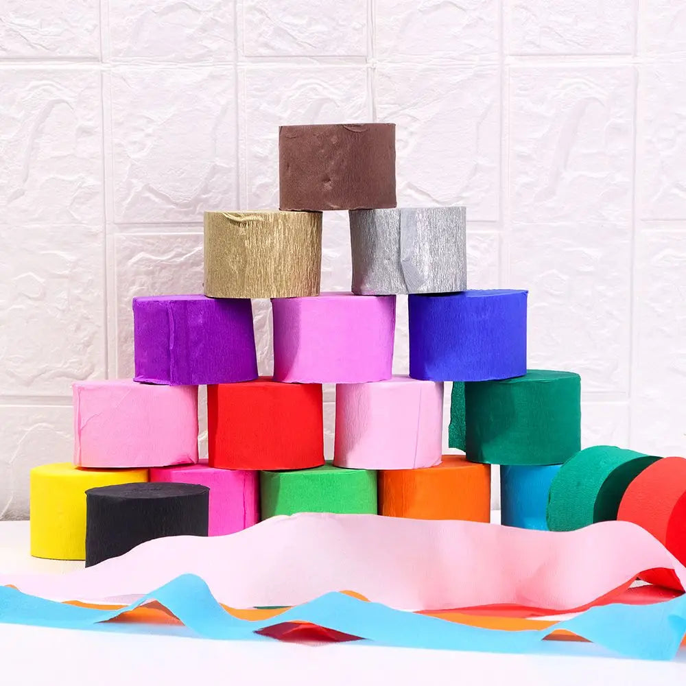 1 Roll DIY Party Supplies Baby Shower Decoration Garland Photography Backdrops DIY Paper Crepe Paper Streamers Wedding Decor Good Vibrations