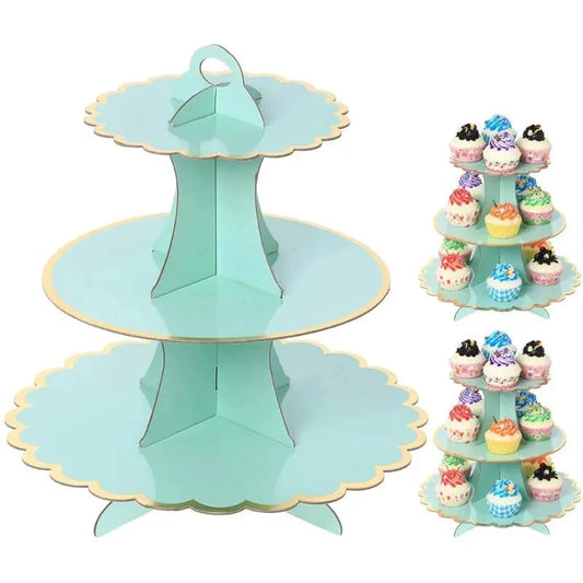 3-Layer Cake Stand Afternoon Tea Wedding Plate Party Tableware Disposable Birthday Tower Suitable for Wedding Good Vibrations