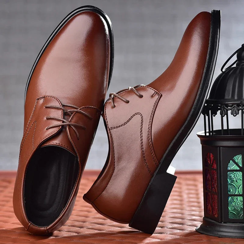 Men's Shoes Black Leather Formal Shoes for Men Oxfords Male Wedding Party Office Business Shoe Man zapatos de hombre Plus Size Good Vibrations