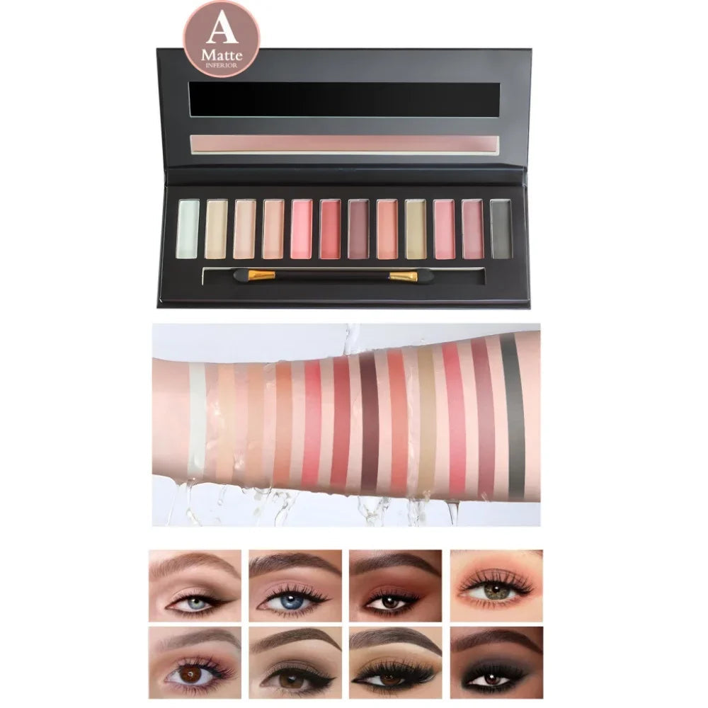 Fit Coiors 12 Color Eyeshadow Series--Best Pro Matte Pearlescent Highlight Eyeshadow Palette Makeup For Women Good Vibrations