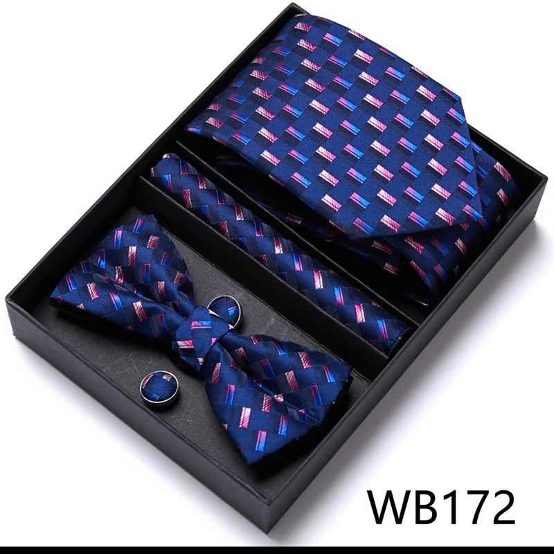 Tie For Men Formal Dress Tuxedo NeckTie Handkerchief Bow Tie Set PlaisyParty Groom Wedding Butterfly Bowtie In Box Good Vibrations
