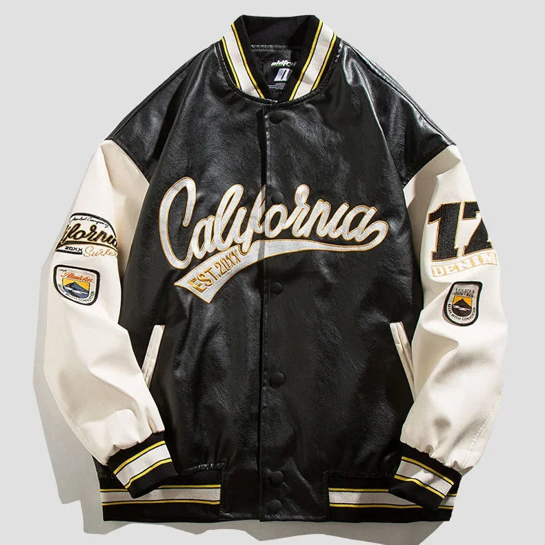 Street Popular Letter Flocking Embroidered Jacket And Coat Men 2023 New Y2K Harajuku Hip Hop Spliced Motorcycle Baseball Uniform Good Vibrations