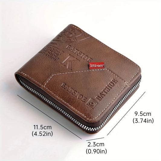 Men's Wallet Made of PU Wax Oil Skin Purse for Men Coin Purse Short Male Card Holder Wallets Zipper Around Money Coin Purse Good Vibrations