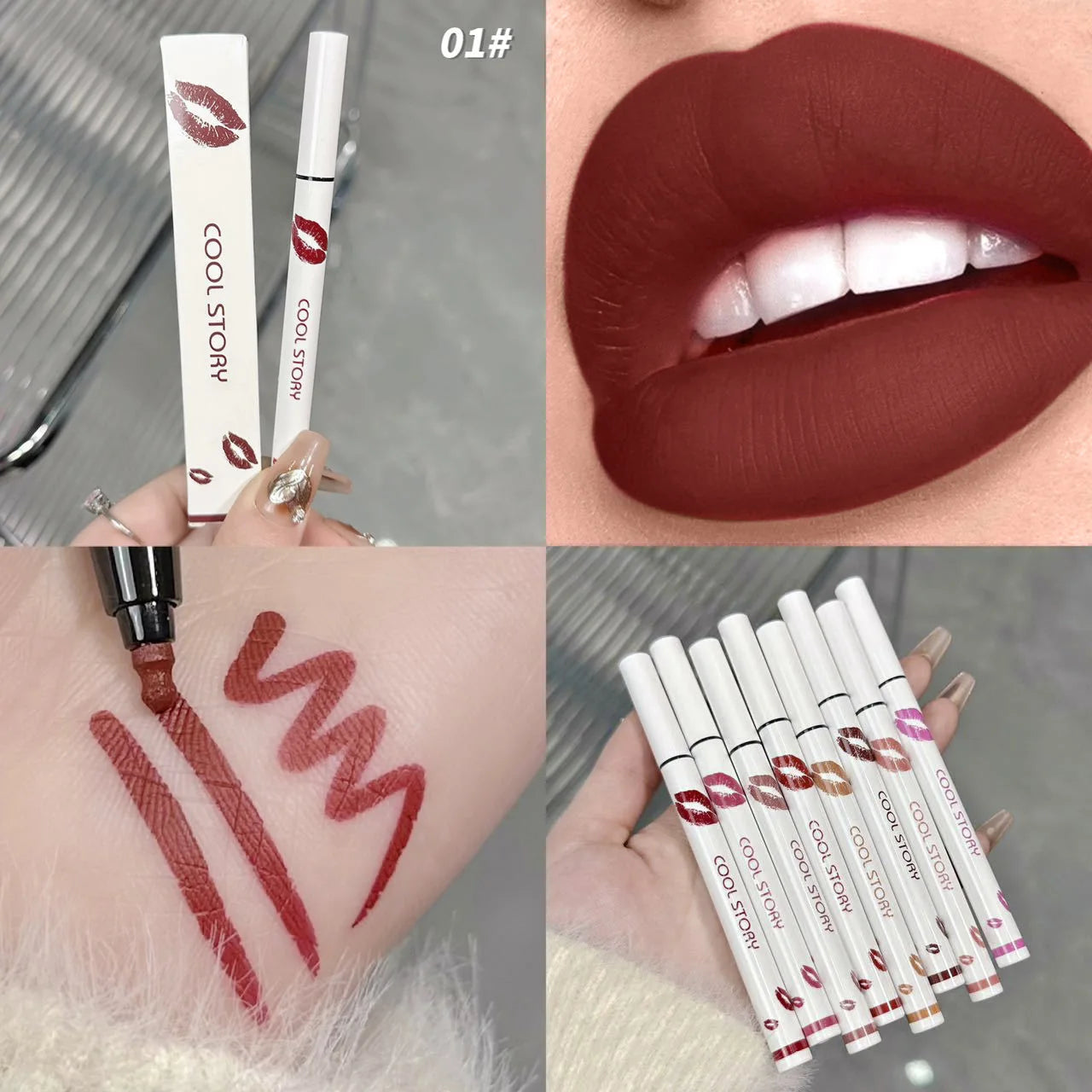 Matte Soft Lip Liner Liquid Lipliner Pencil Long Lasting Lips Cosmetic Tool Stick Quick Drying Smudge Proof Natural Lipstick Pen Good Vibrations