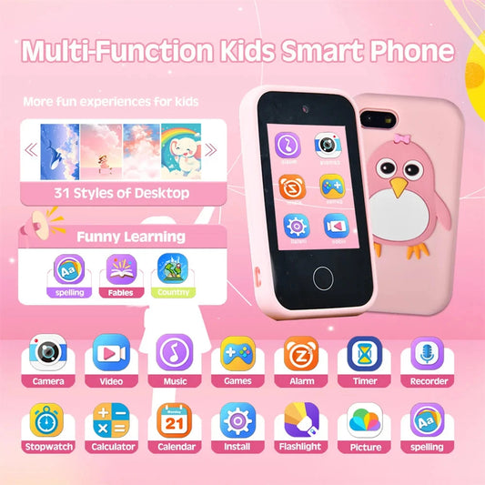 Toy Phone for Kids with Dual Camera Kid Smart Phone for Boys Girls Gifts Music Player 18 Games Toddler Learning Mini Toy Phone Good Vibrations