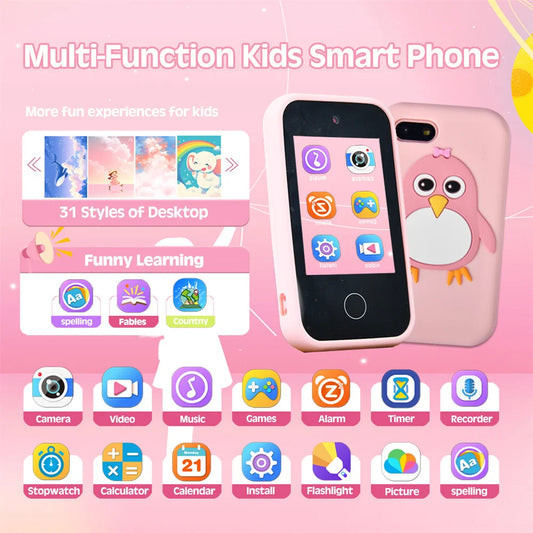 Toy Phone for Kids with Dual Camera Kid Smart Phone for Boys Girls Gifts Music Player 18 Games Toddler Learning Mini Toy Phone Good Vibrations