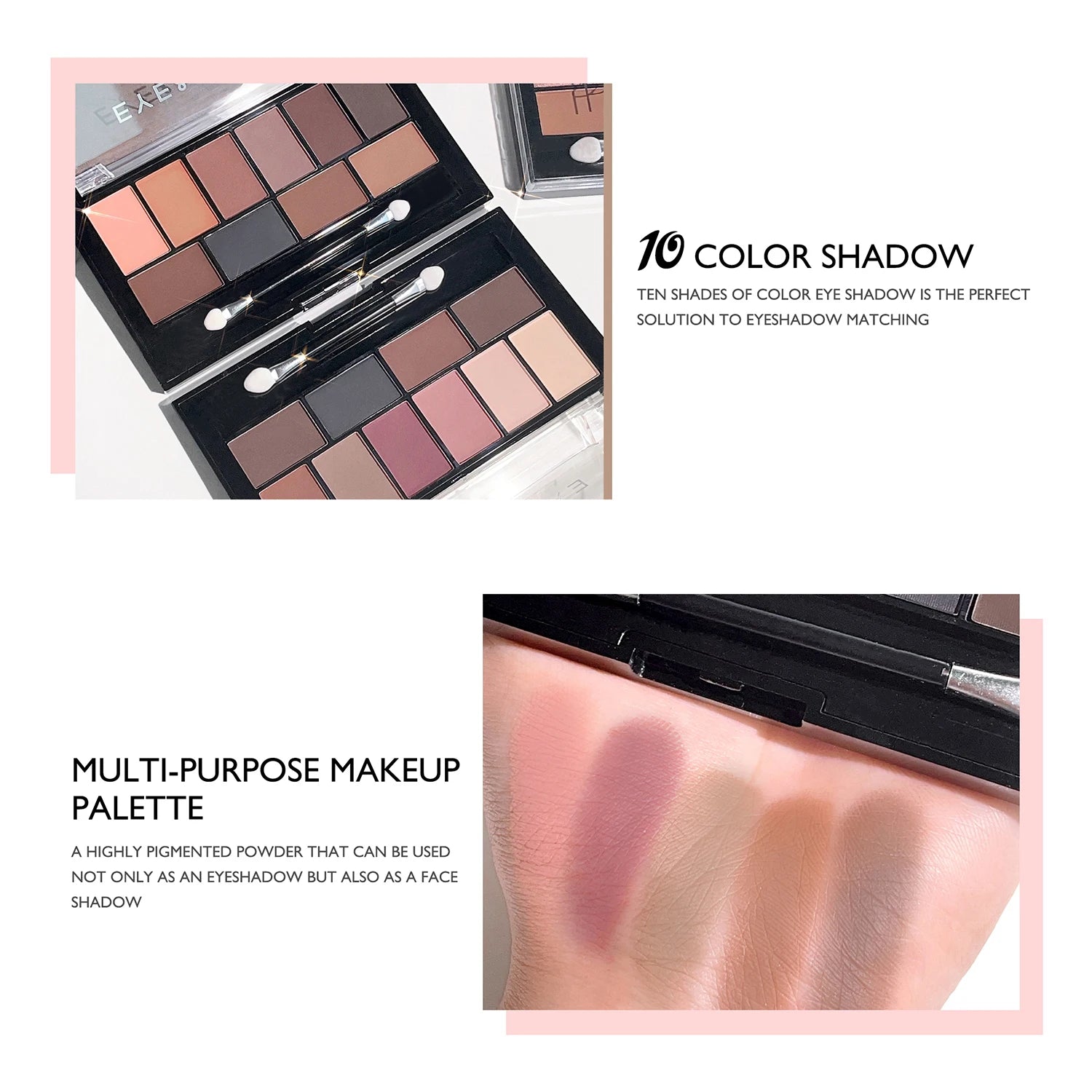 Ten color eyeshadow palette pearlescent matte fine shimmer earth tones beginner daily nude eyeshadow palette makeup Good Vibrations