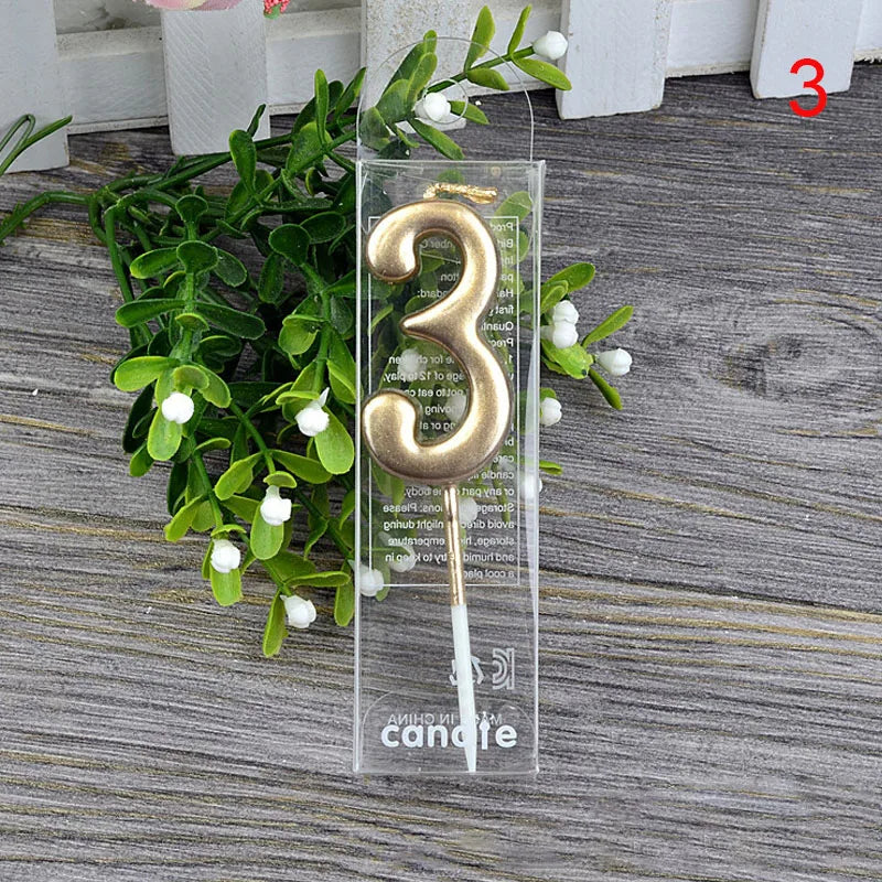 1Pcs Gold Happy Birthday Number Cake Candles 0 1 2 3 4 5 6 7 8 9 Cake Topper Kids Girls Boys Bar Baby Party Supplies Decoration Good Vibrations