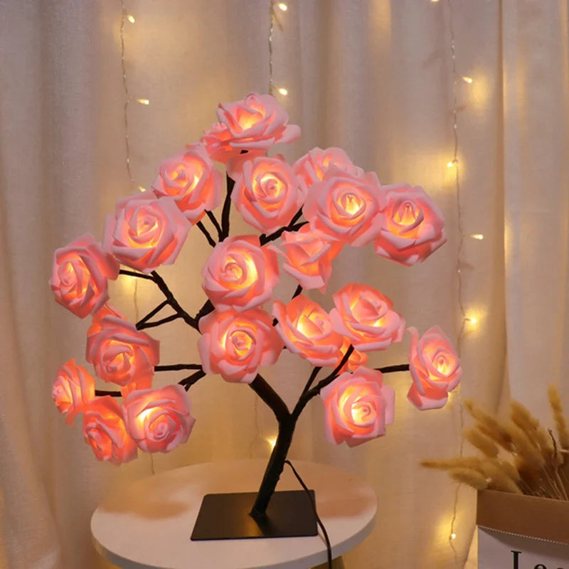 LED Rose Flower Table Lamp USB Christmas Tree Fairy Lights Night Lights Home Party Wedding Bedroom Decoration Mother's Day Gift Good Vibrations