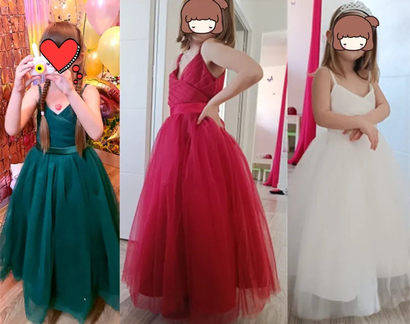 Girl Long White Bridesmaid Dresses For Wedding Prom Gown Big Bow Girls Party Dress Kids First Communiom Formal Evening Vestidos Good Vibrations