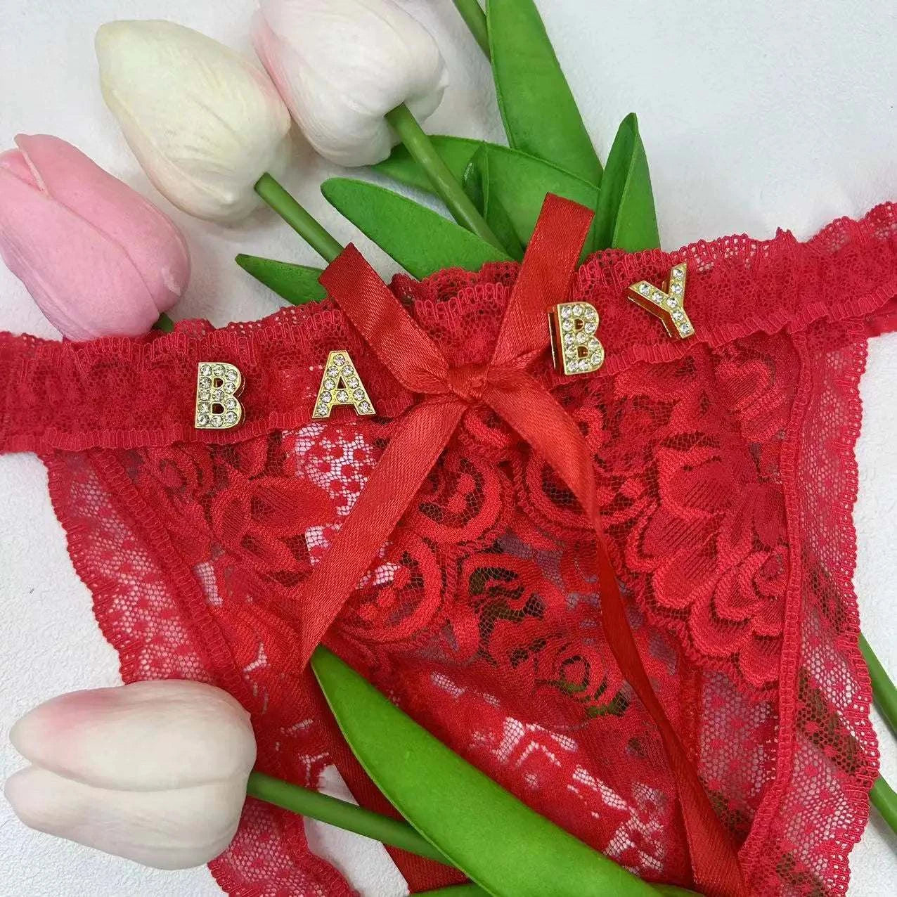 Rhinestone Letter Customizable Lingerie Gifts GOOD Vibrations