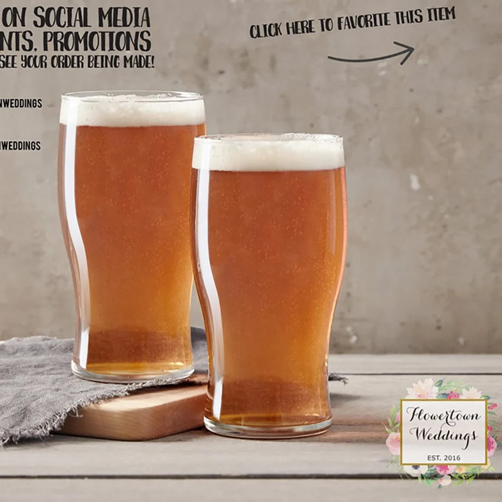 Personalized Custom Beer Mug Creative Transparent Glass Laser Engraved Pint Cup Wedding Party Favor Groomsmen Gift Good Vibrations