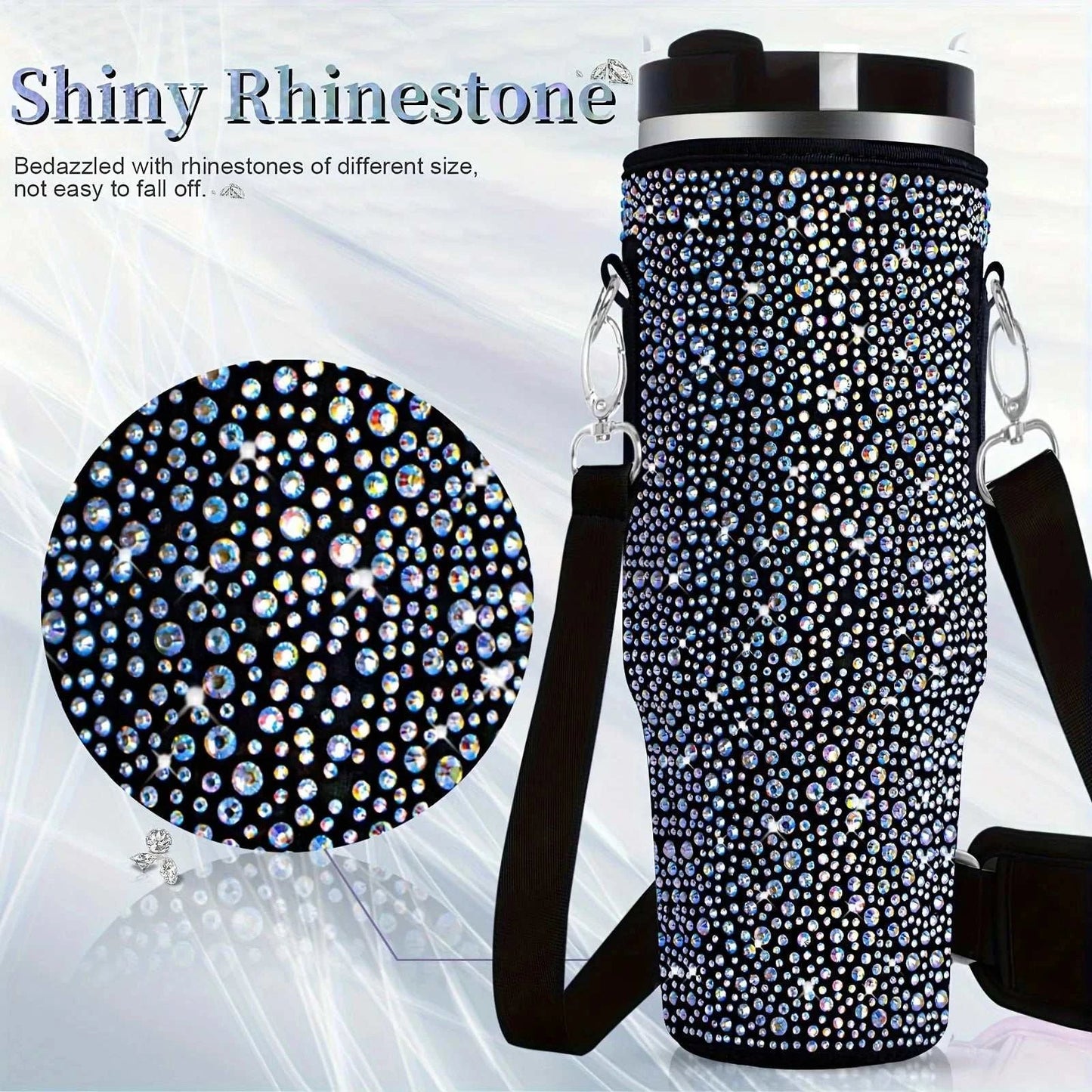 6 colors shiny rhinestone Lanyard cup protection case bag vacuum bottle compatitable for Stanley 40oz accessories vehicle Good Vibrations Adult Super Store