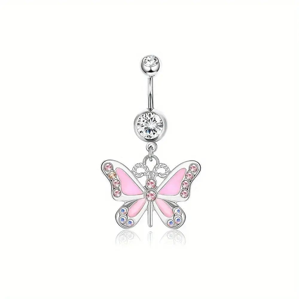 Drperfect Dangle Belly Button Ring for Women Cute Navel Rings Daisy Weed Butterfly Dangling Colorful Belly Piercing Jewelry Good Vibrations Adult Super Store
