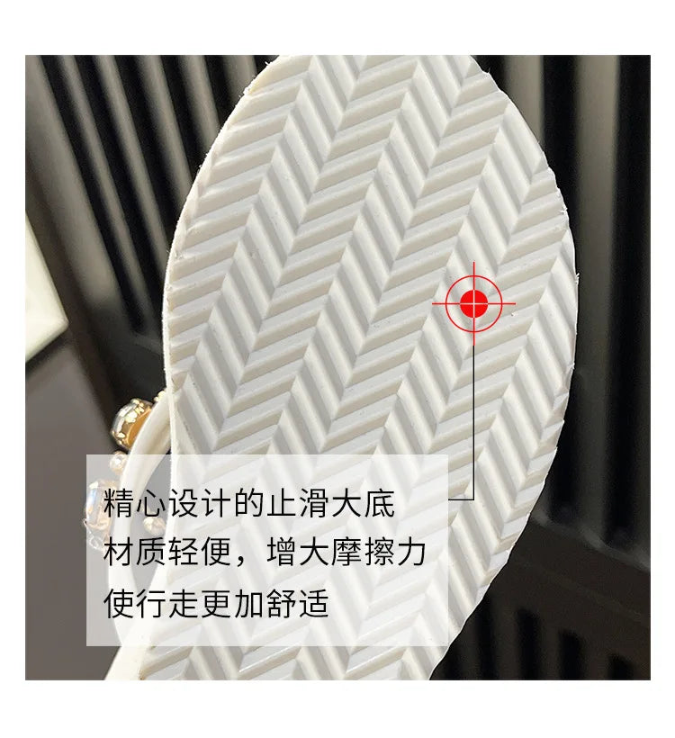 Flip Flops Women New High Heeled Slippers Women Diamond Slope Heel Slippers Elegant Fashion Beach Sandals Womens Sexy Shoes Good Vibrations