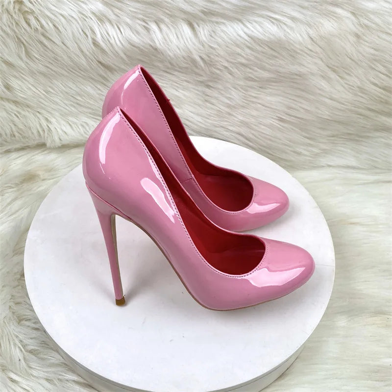 10CM 12CM Woman Stiletto Heels Fashion Round Toe Leather Women Shoes Spring Autumn Black Super High Heel Work Shoes Female Pumps Good Vibrations