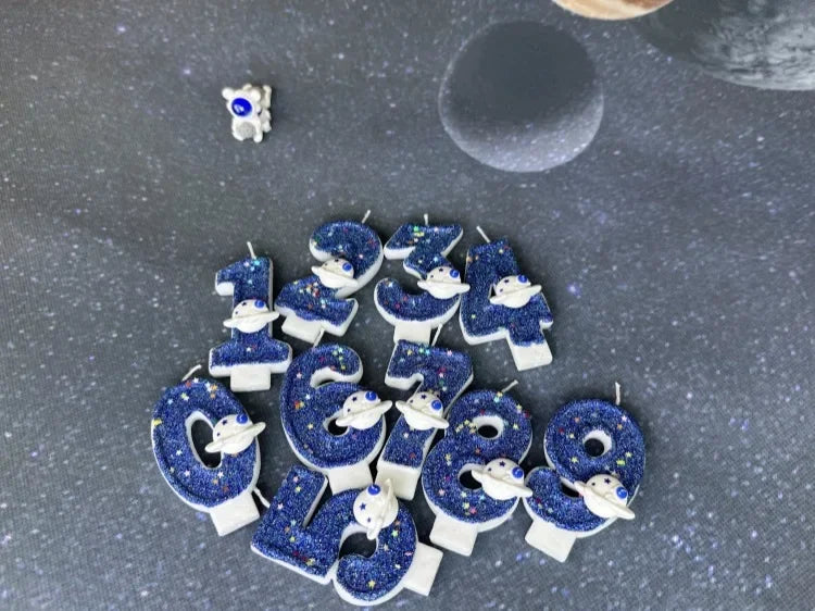 Number Birthday Candles Cake Party Decoration Birthday Candles Planet Universe Blue Boys and Girls Number0-9 Star Blue Party