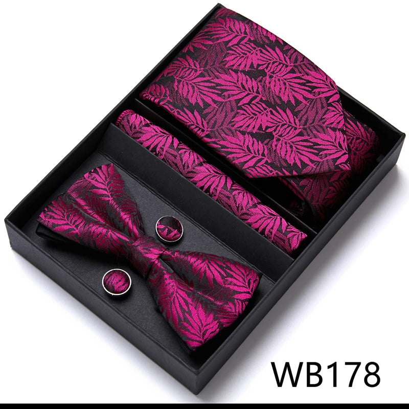Tie For Men Formal Dress Tuxedo NeckTie Handkerchief Bow Tie Set PlaisyParty Groom Wedding Butterfly Bowtie In Box Good Vibrations