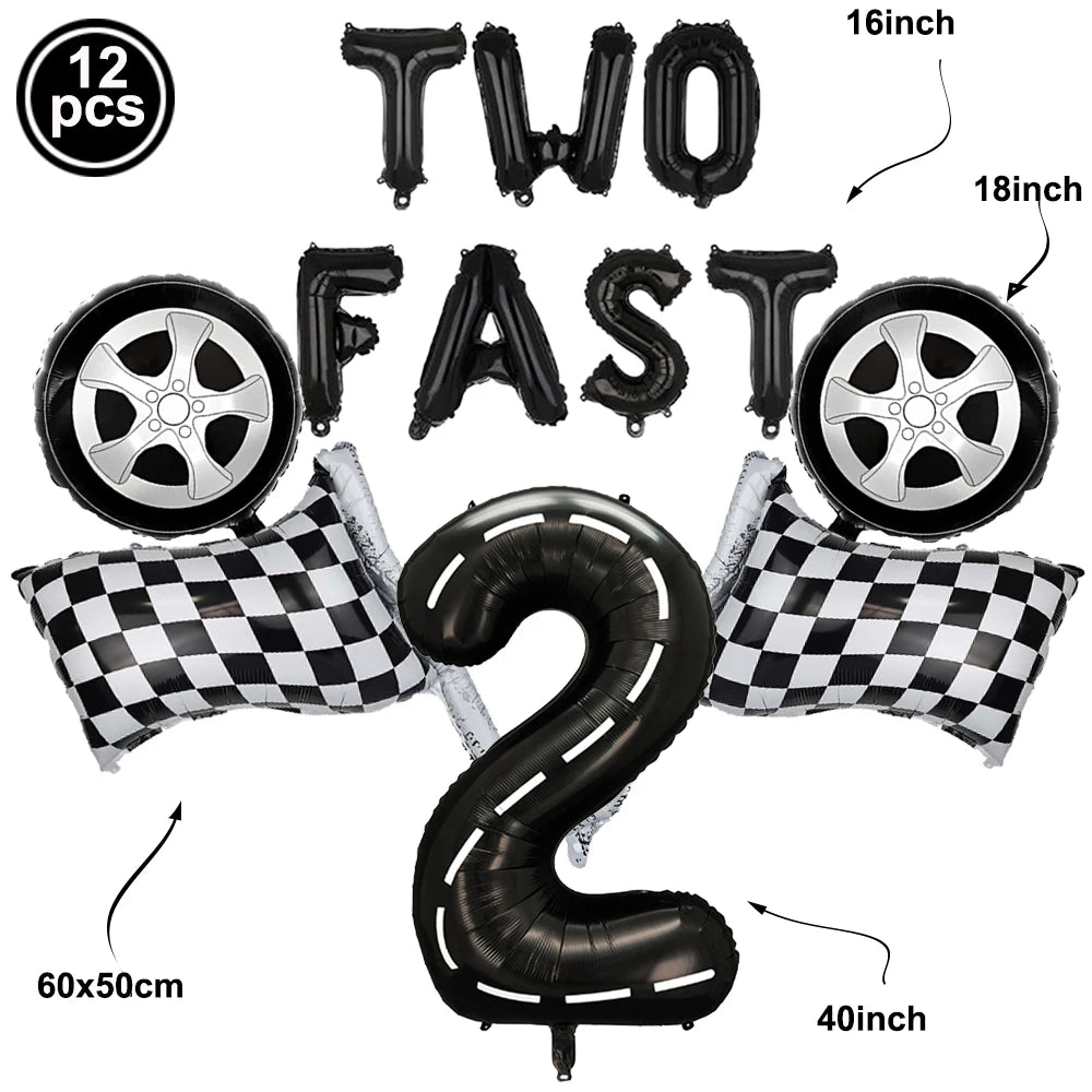 Race Car Party Tableware Plates Napkins Cup Two Fast Birthday Party Supplies Boys Racing Themed Two Years Old Party Decorations Good Vibrations