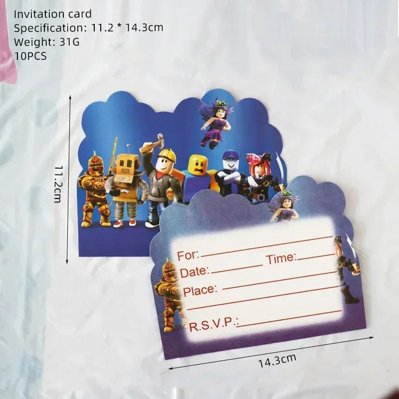 Game Roblox Cartoon Party Theme Birthday Supplies Balloon Banner Cake Topper Tableware Set Decorative Anime Peripheral Gifts Good Vibrations