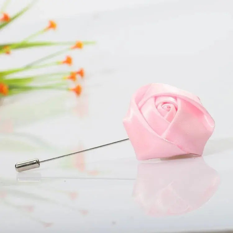 Men Boutonnieres for Wedding Groom Corsage Lapel Pins Ribbon Roses Flower Mensuit Buttonhole Brooch Marriage Accessories Good Vibrations