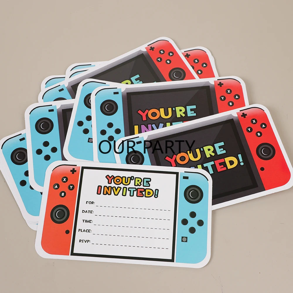 15Pcs/Pack Video Games Console Invitations Cards for Kids Boy Game on Theme Birthday Game Night Party Invitation Decoration Good Vibrations