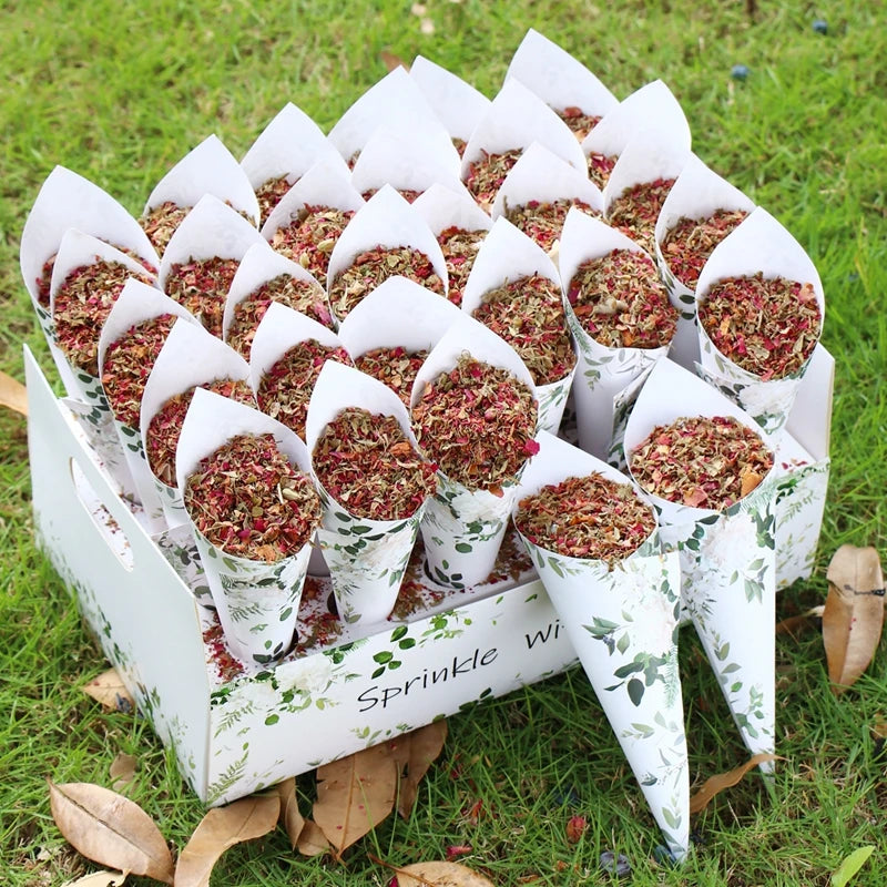 Kraft Paper Wedding Tray Confetti Cone Stand Box Tray Rustic Wedding Decoration Wedding Confetti Cones Wedding Cones Set supply Good Vibrations