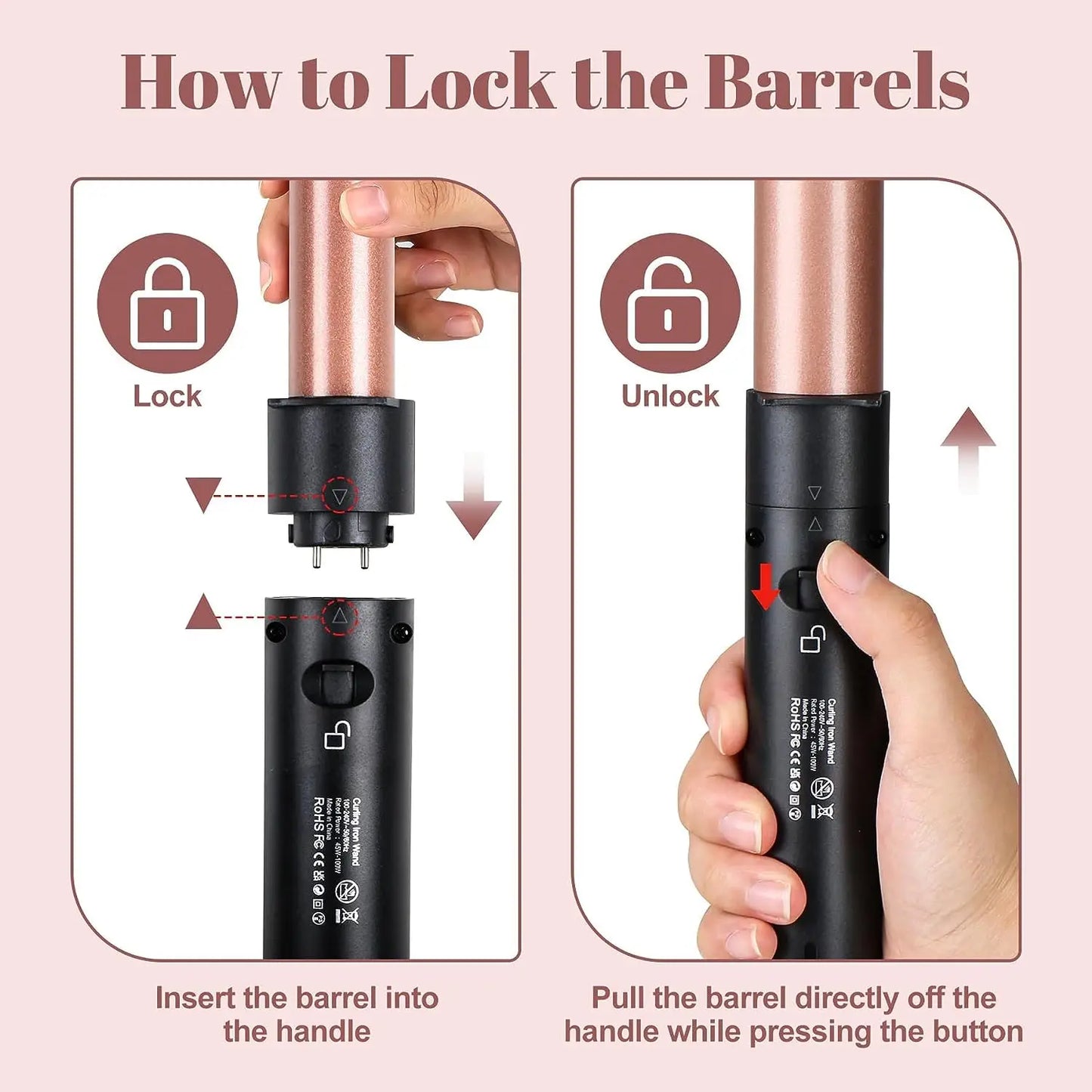Customizable Electric Curling Iron Hair Tools Professional Roller Curls Wand Fast Heating Up Curling Iron for All Hair Types