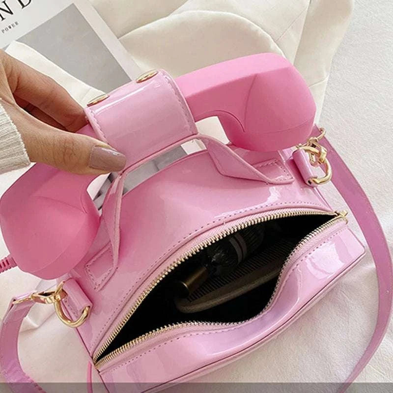 Women's Creative Shoulder Bag Telephone Shaped Crossbody Bag Retro PU Leather Designer Sweet Girl Phone Purses and Small Handbag Good Vibrations