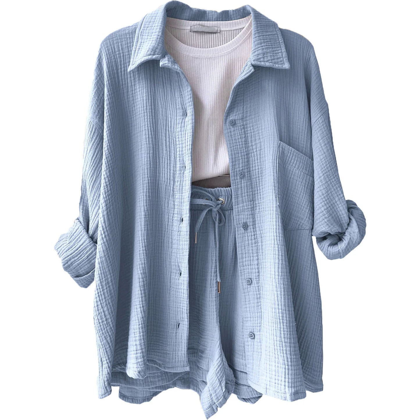 Solid Color Casual Loose Short Pants Sets For Women 2025 Elegant Summer Women's Two Pieces Suit Full Set Female Outfit Clothes Good Vibrations