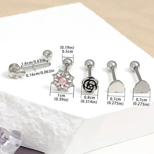 14G Stainless Steel Tongue Rings Straight Barbells Heart Shape Skull Shape Rose Shape Tongue Piercing Jewelry Good Vibrations Adult Super Store