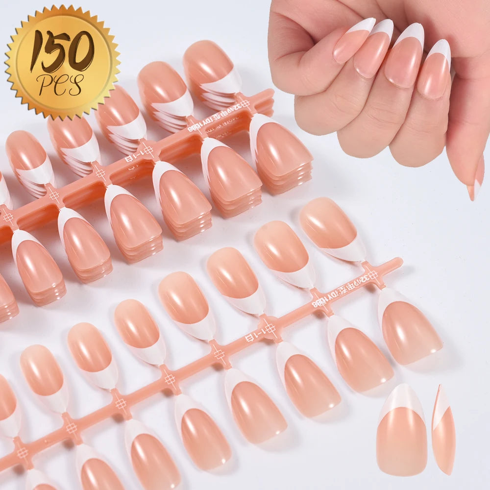 100Pcs Light Pink Press on Nails Short Medium Square Wearable Fake Nails Tips 10 sizes Full Cover False Nails Finger Decoration Good Vibrations