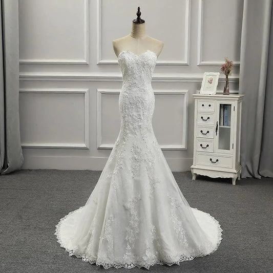Vestidos Para Mujer Elegantes Para Boda New Strapless Slimming Fishtail Sweet Lace French Light Luxury Bride Light Wedding Dress Good Vibrations