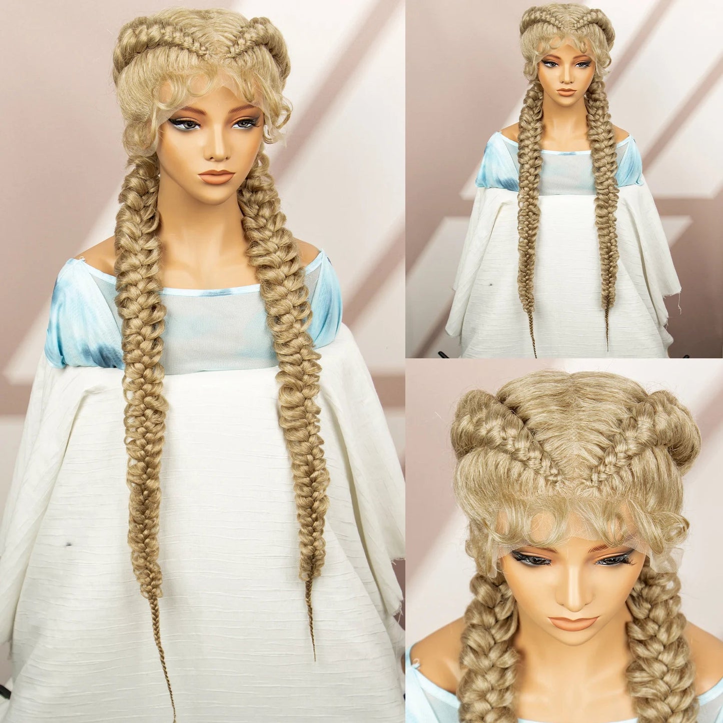Synthetic Goddess Braided Wigs Cornrow Braided Wigs with Baby Hair Braids Wigs for Women Daily Use Knotless Wigs Good Vibrations