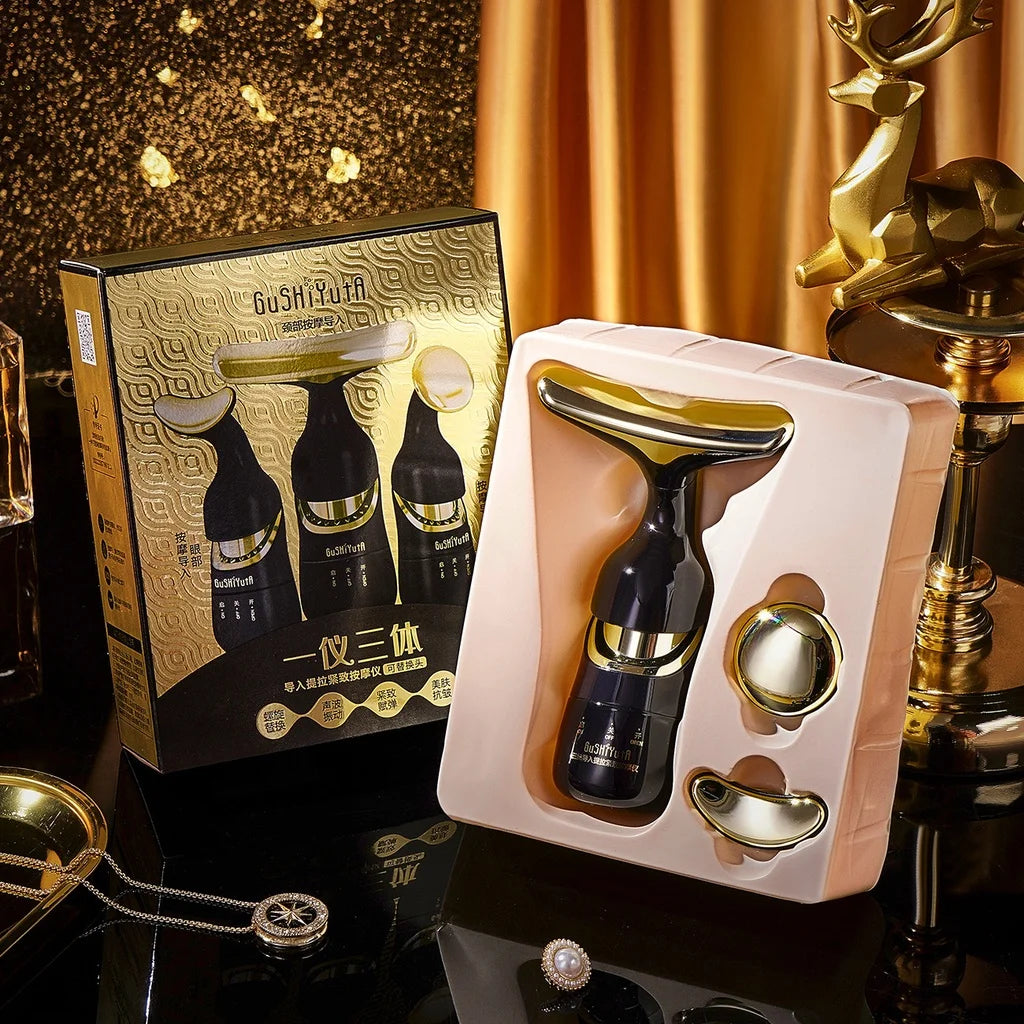 Face Massager 3 In 1 Neck Facial Eye Massage Introducer Microcurrent Skin Rejuvenation Anti Aging Beauty Device Beauty Tools Good Vibrations Adult Super Store